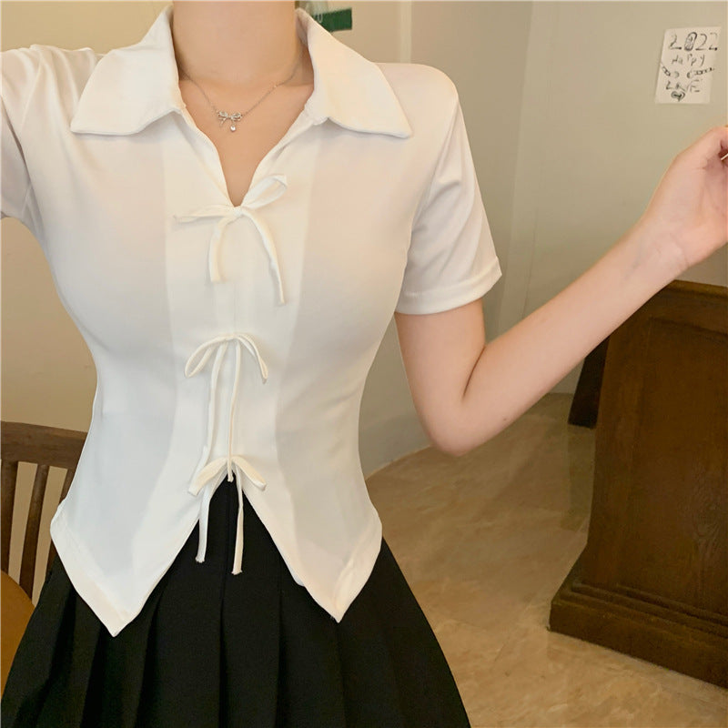 Multi Bow Polo Collar Top