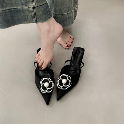 Floral Embellish Pointed Toe Heels - Fashionnsio