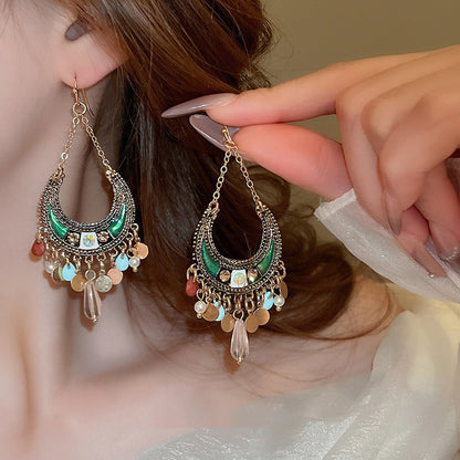 Bohemian Moon Tassel Earrings fashionnsio