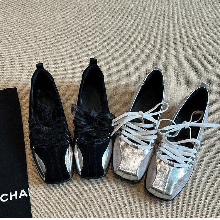 Lace Up Ballet Flats - Fashionnsio
