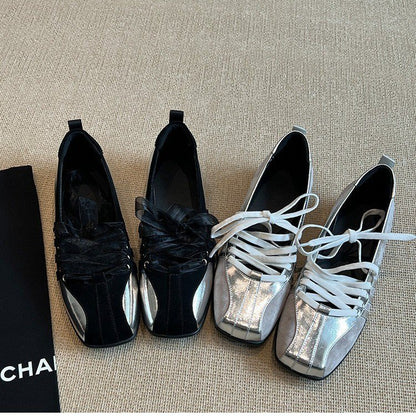 Lace Up Ballet Flats - Fashionnsio