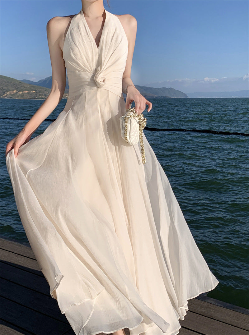 Halter Floral Maxi Dress - Fashionnsio