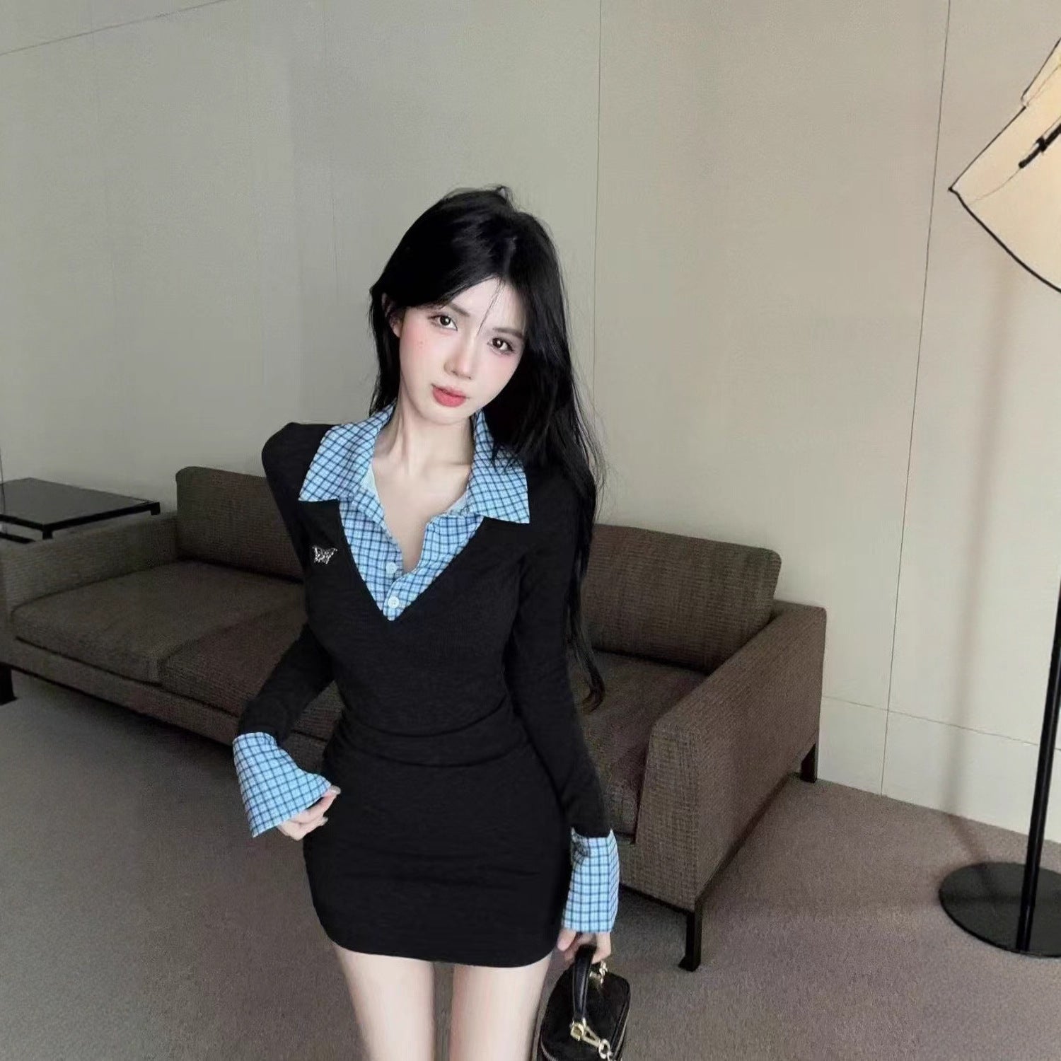 Fake Two-piece Bodycon Dress - Fashionnsio