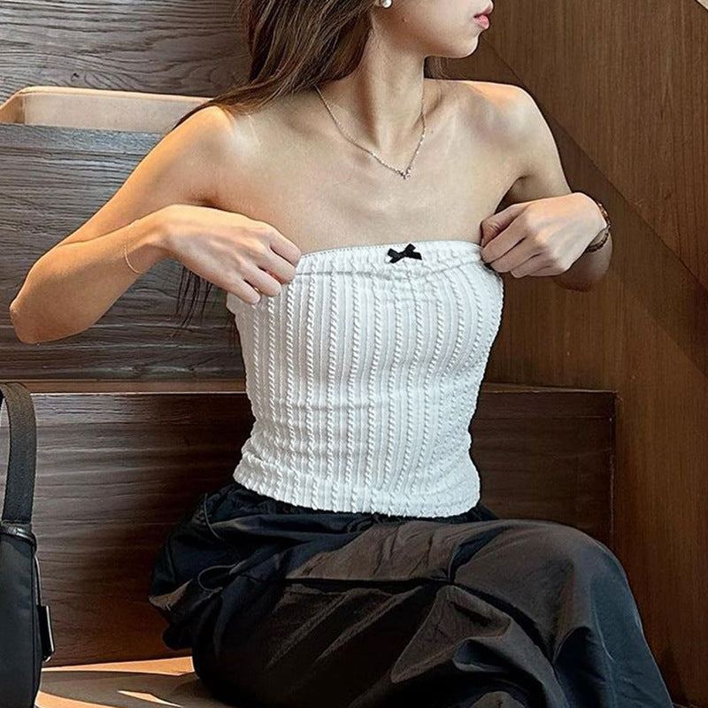 Bow Knitted Tube Top