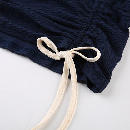 Drawstring Tie Up T-shirt Top