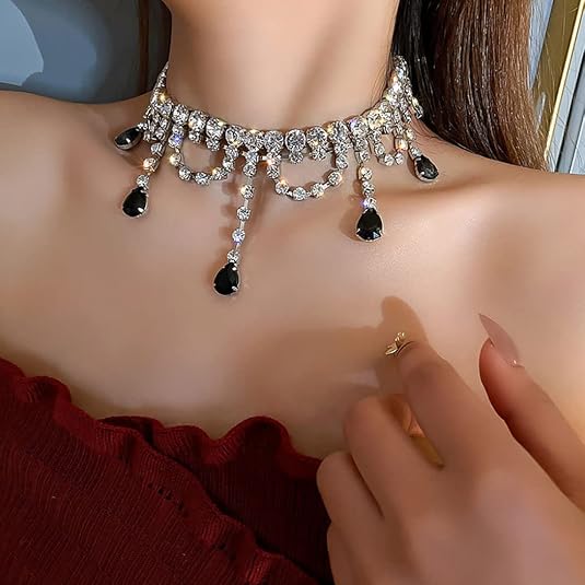 Midnight Droplet Choker Necklace