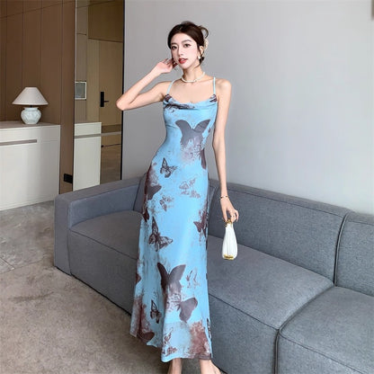 Butterfly Pattern Maxi Dress - Fashionnsio