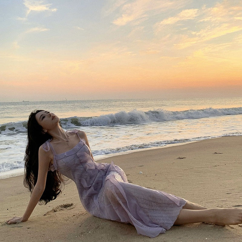 Sequin Ruffle Long Dress - Fashionnsio