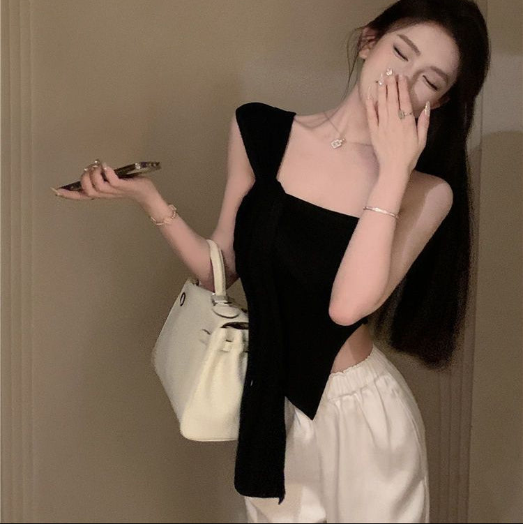 Off Shoulder Irregular Crop Top - Fashionnsio
