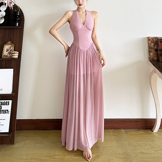 Halter Flared Evening Gown fashionnsio