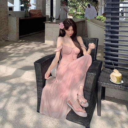 Waist Slimming Layered Maxi Dress - Fashionnsio