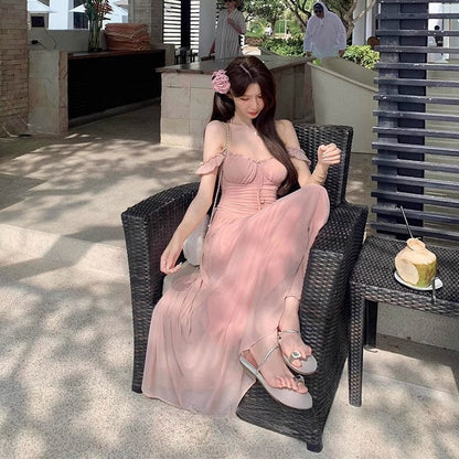 Waist Slimming Layered Maxi Dress - Fashionnsio