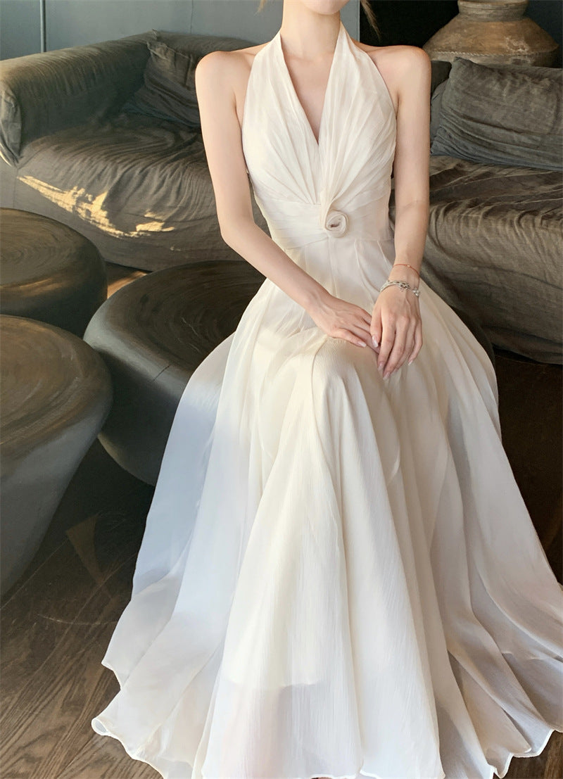 Halter Floral Maxi Dress - Fashionnsio