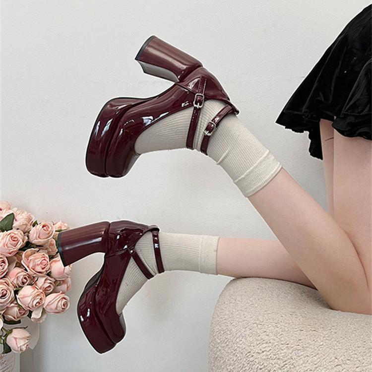 Mary Jane Ankle Strap Chunky Heels