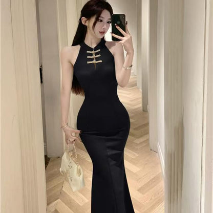 Chinese Style Long Bodycon Dress - Fashionnsio