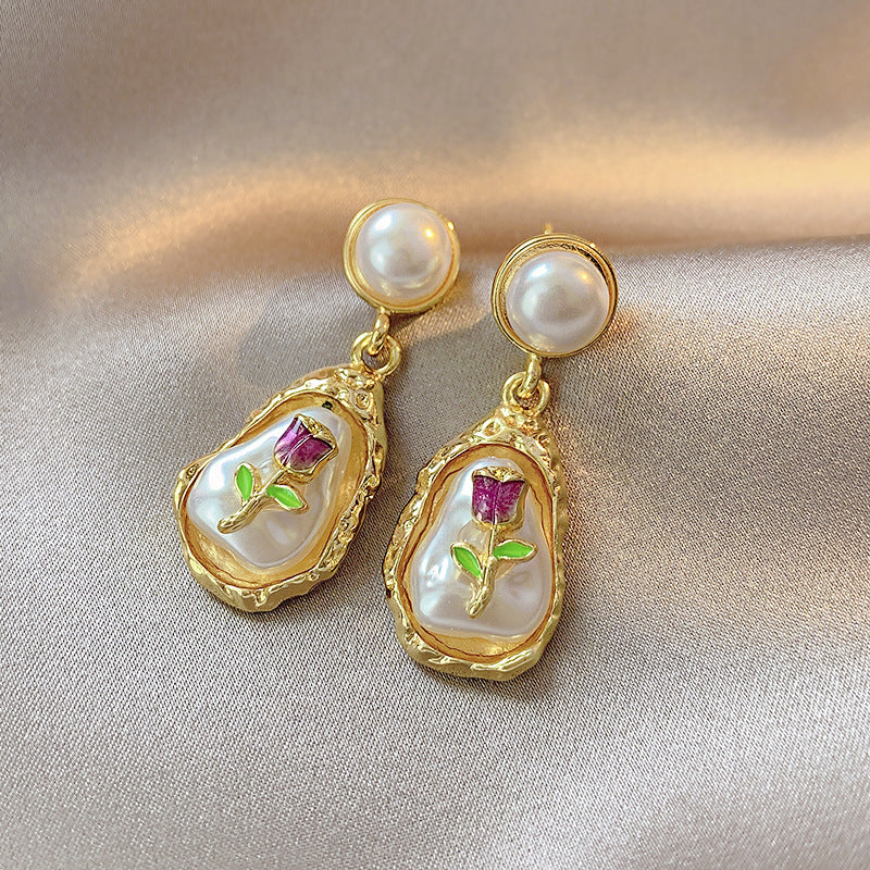 Vintage Flower Pearl Earrings fashionnsio