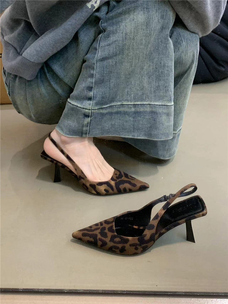 Leopard-print Strap Pointed Heels