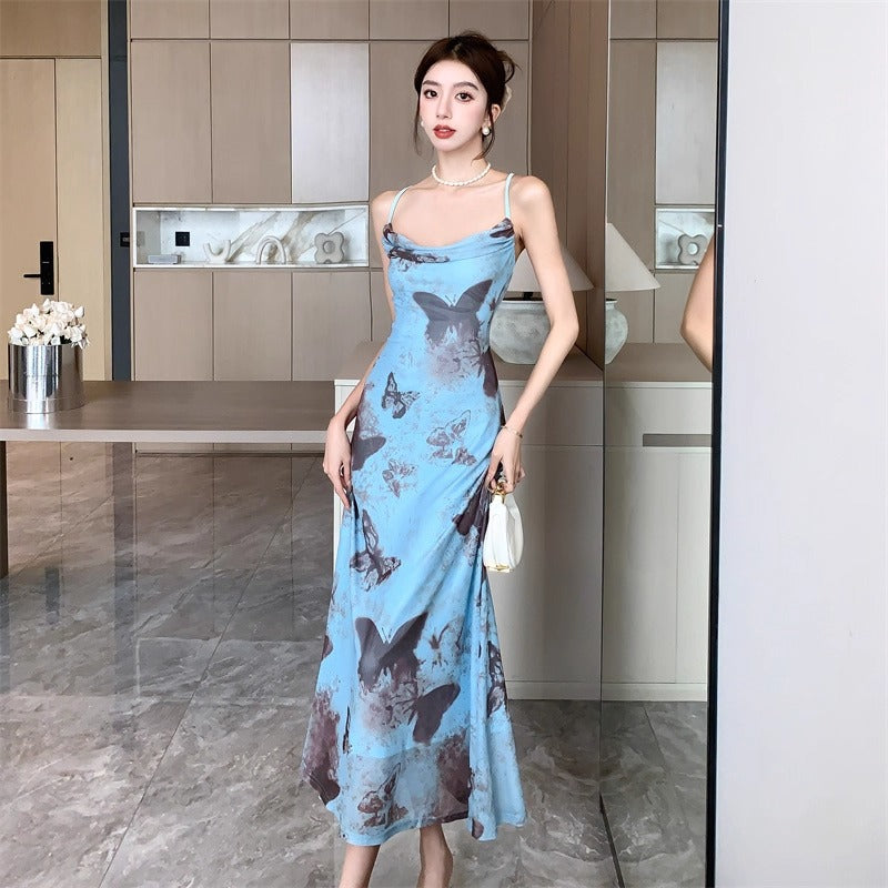 Butterfly Pattern Maxi Dress - Fashionnsio