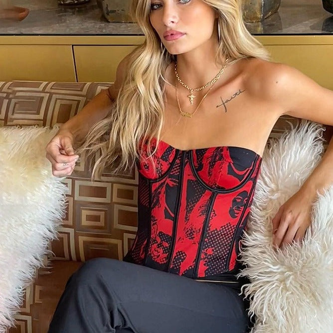 Strapless Printed Corset Top