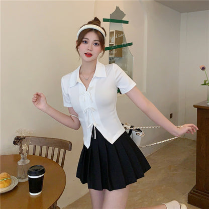 Multi Bow Polo Collar Top