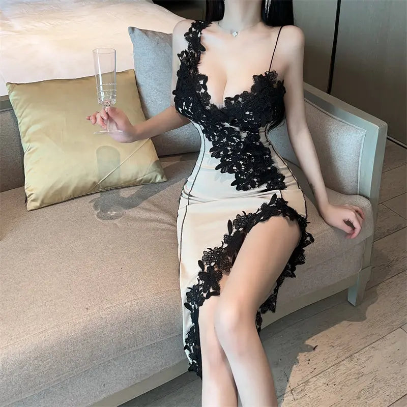 Bodycon Dress - Floral Lace Bodycon Slit Dress Fashionnsio Bodycon Dress - Floral Lace Bodycon Slit Dress Fashionnsio