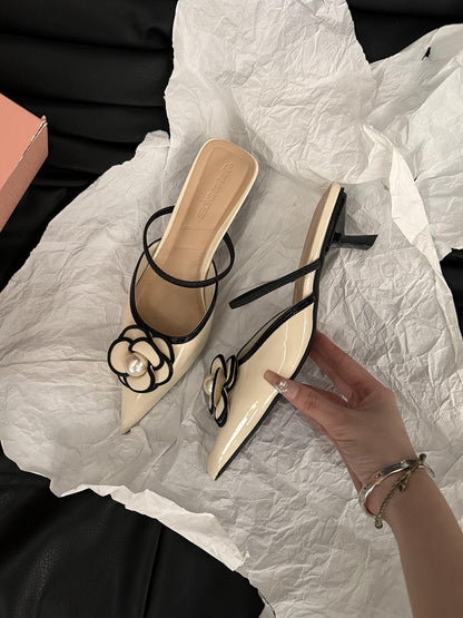 Floral Embellish Pointed Toe Heels - Fashionnsio