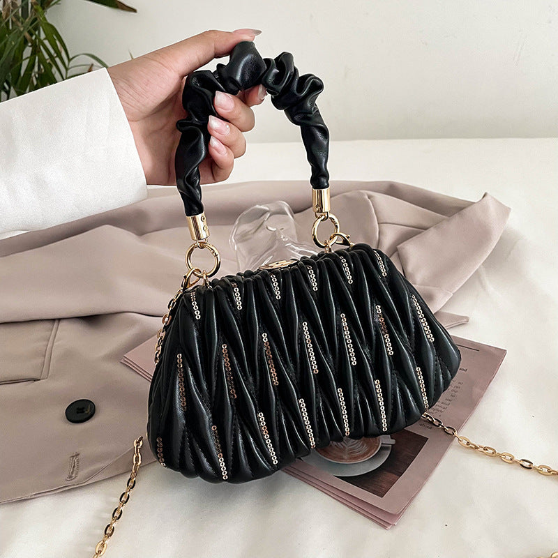 Embroidered Pleated Clutch Handbags