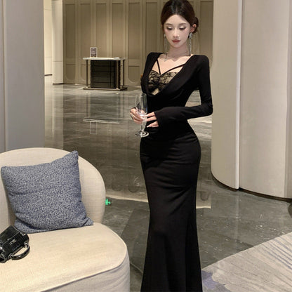 Lace Bodycon Long Dress - Fashionnsio