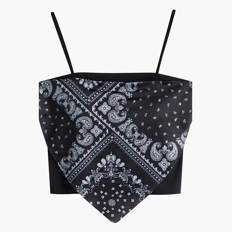 Printed Bandana Handkerchief Tube Top