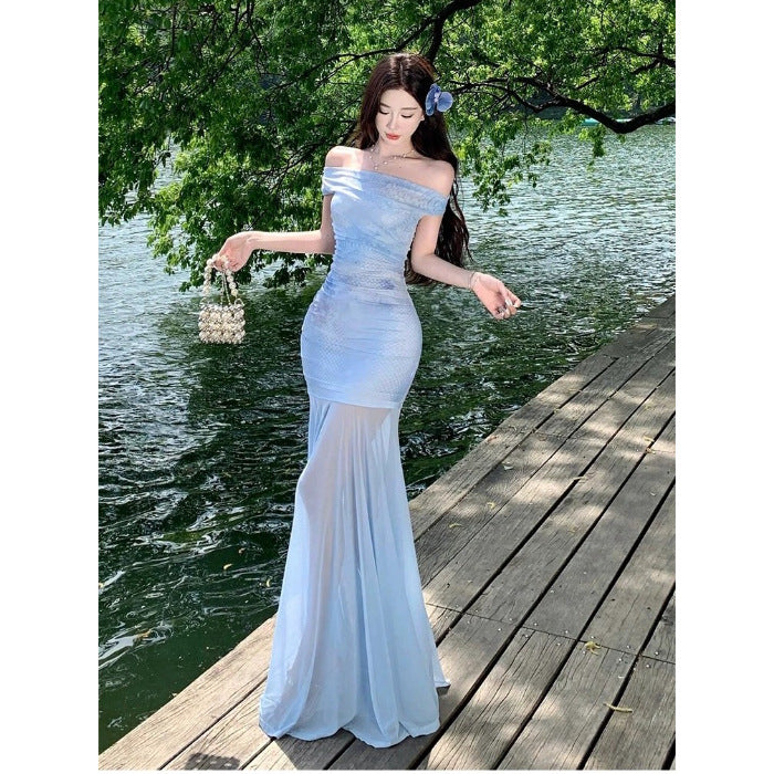 Off Shoulder Floral Mermaid Dress - Fashionnsio