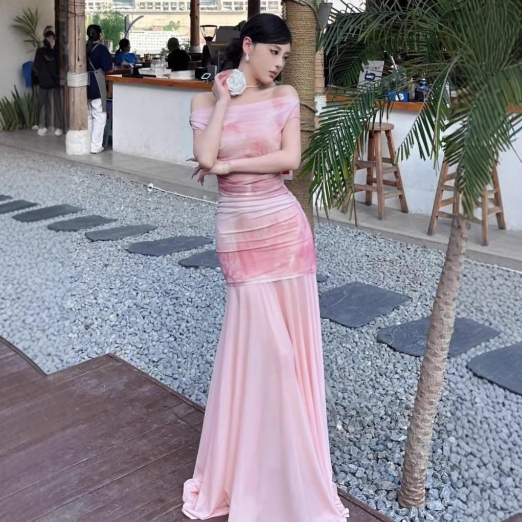 Off Shoulder Floral Mermaid Dress - Fashionnsio