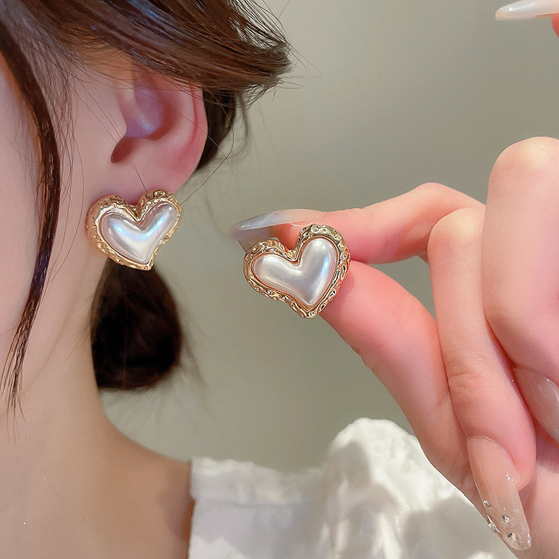 Gold Plated Heart Stud Earrings fashionnsio