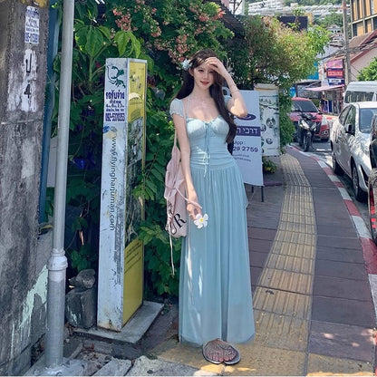 Waist Slimming Layered Maxi Dress - Fashionnsio