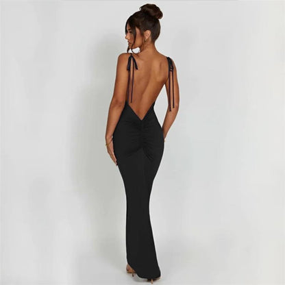 Slim Fit Straps Backless Dress