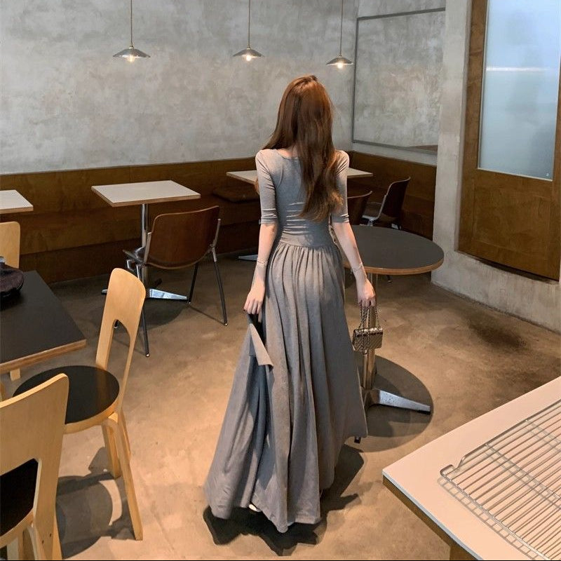 Knot Ribbon Slim-Fit Long Dress - Fashionnsio