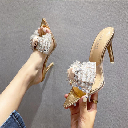 Crystal Bowknot PVC Transparent Heels