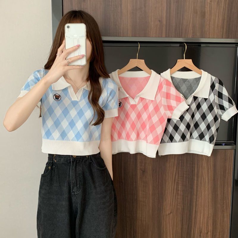 Polo Silk Knitted Crop Top