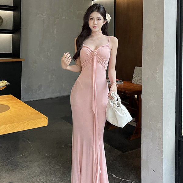 Ruffle Rose Bodycon Long Dress