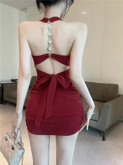 Chain Strap Bodycon Mini Dress - Fashionnsio