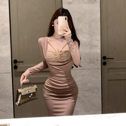 Lace Bodycon Long Dress - Fashionnsio