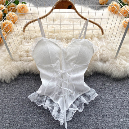 Lace Cross-Tie Corset Top