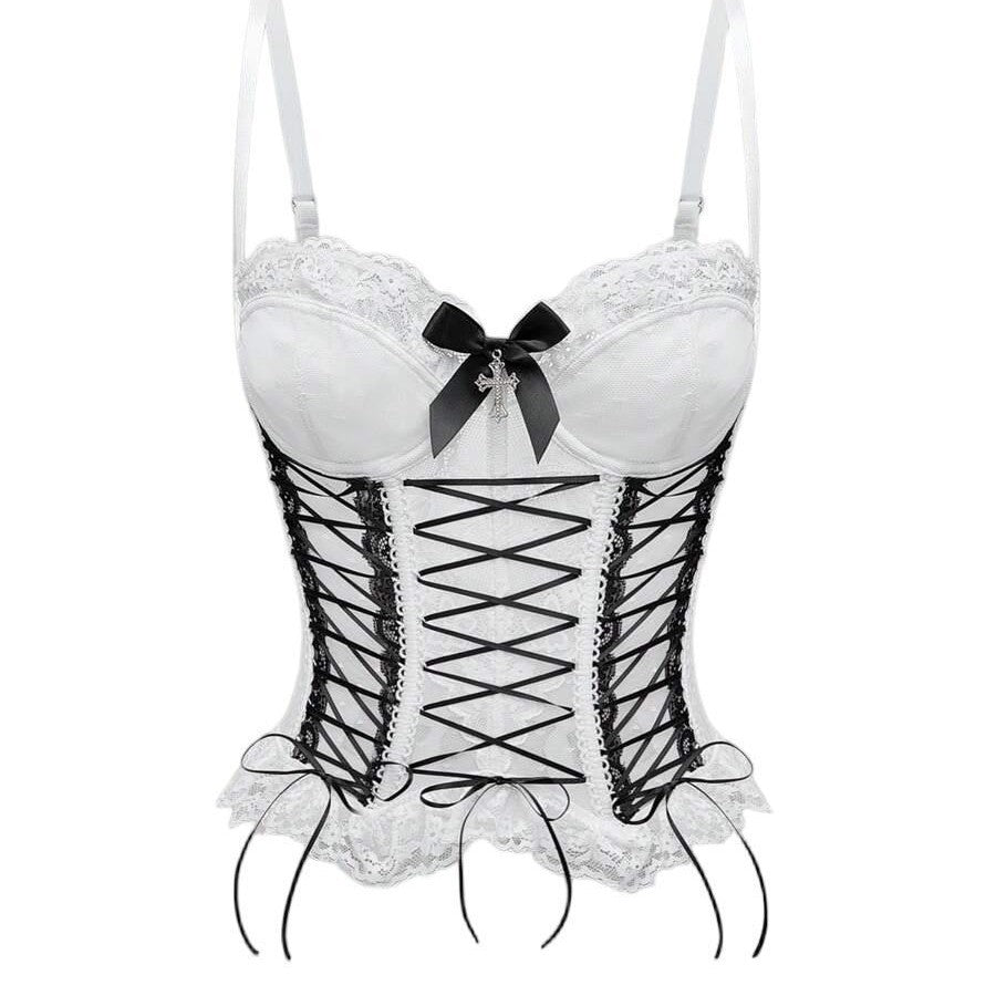 Lace Bow Corset Top fashionnsio