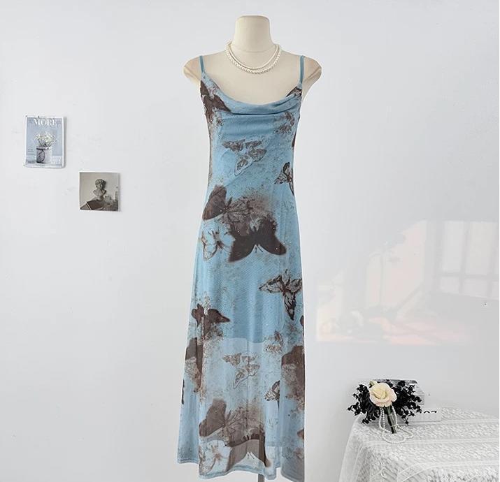 Butterfly Pattern Maxi Dress - Fashionnsio