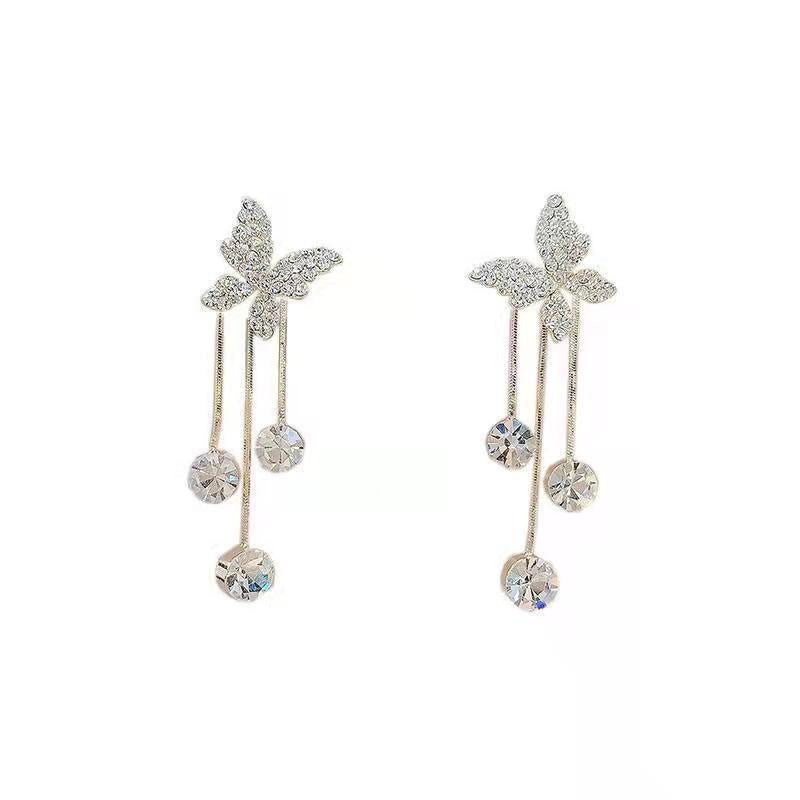 Butterfly Rhinestone Drop Dangle Earrings fashionnsio