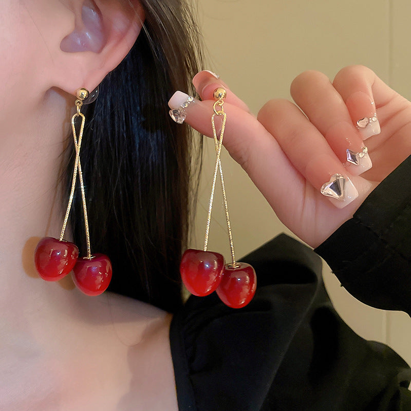 Red Cherry Dangle Earrings fashionnsio