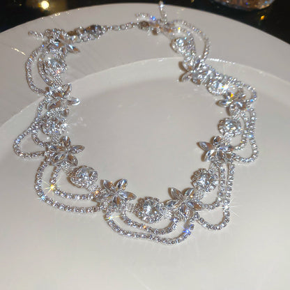 Flower Diamond Choker Necklace - Fashionnsio