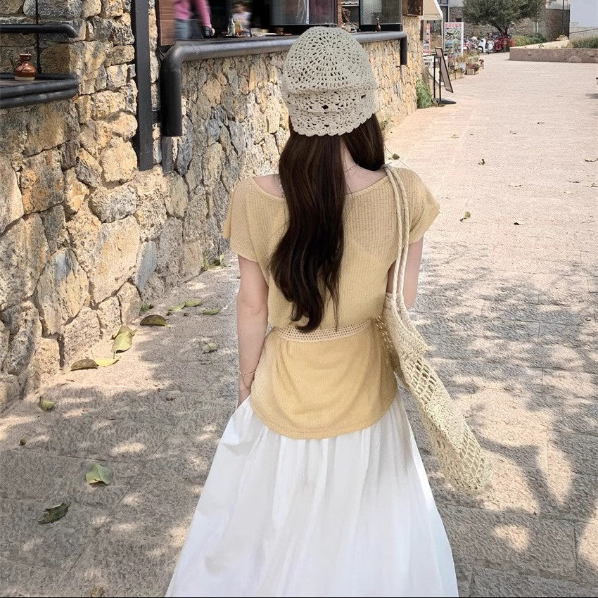 Layered Belted Knit Top - Fashionnsio