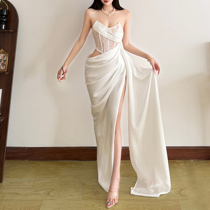 Asymmetrical Slit Long Dress - Fashionnsio