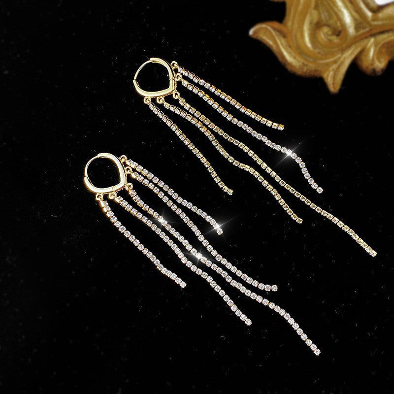 Diamond Long Fringe Rhinestone Earrings fashionnsio