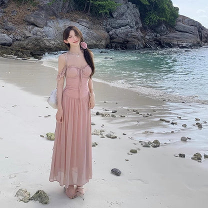 Waist Slimming Layered Maxi Dress - Fashionnsio